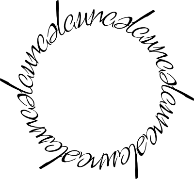 Rotational chain ambigram of "laura" and "neale"